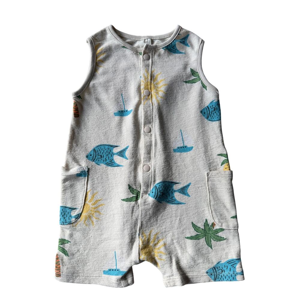 H&M Baby Tropical Ocean Print Sleeveless Romper 9–12M